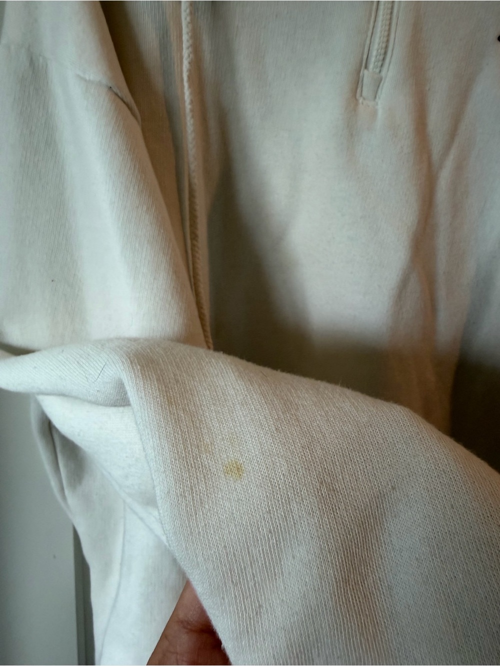 White Quarter-Zip Hoodie with Navy Michigan Embroidery - Picture 4 of 4